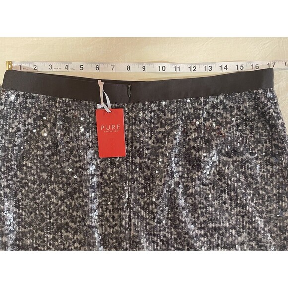 NWT PURE COLLECTION - UK 16 SILVER GREY OMBRE SEQUIN SKIRT IMMACULATE - Picture 3 of 6